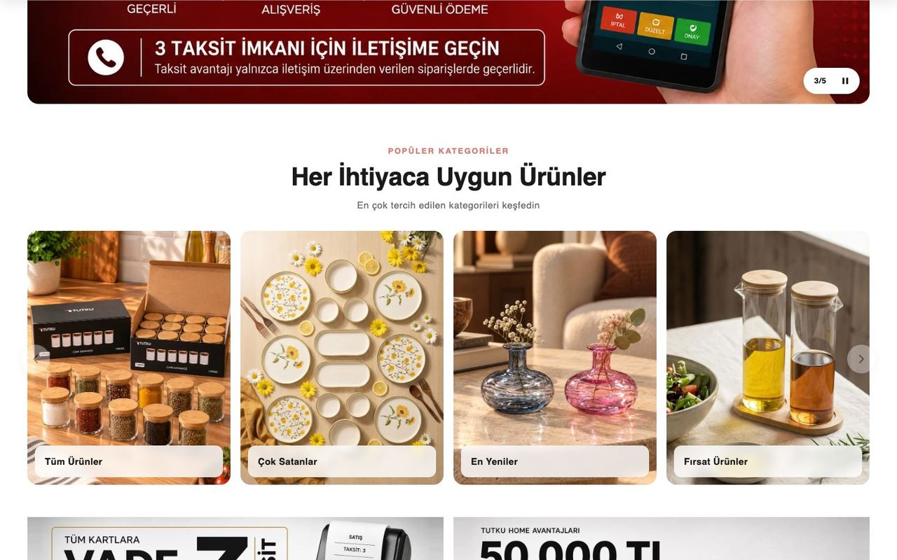 Tutku Home Toptan sitesinden ekran görüntüsü